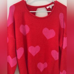 Heart print oversized open back sweater size: S